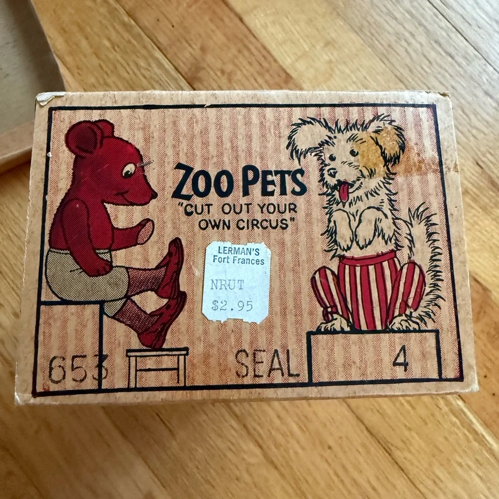 Vintage 60’s Zoo Pets Brand Seal Fur Moccasin Slippers with Red Plaid Bow